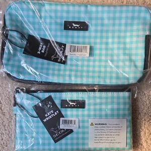 Scout Aqua Checkered  Toilety Bag and Wristlet Set